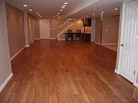 hardwood floor installed in finished basement