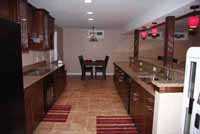 long view of kitchen in basement