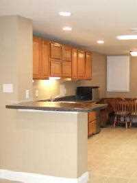 This is a kitchen in a finished basement