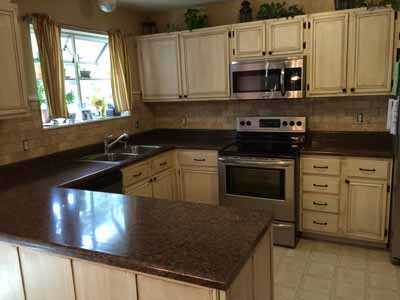antique cabinets in remodeled kitchen full