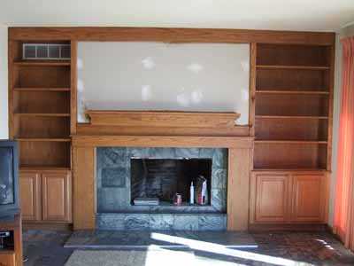 the traditional fireplace before remodel