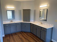 gray marble with gray cabinets