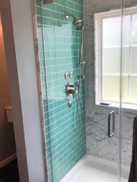 shower subway tile with marble