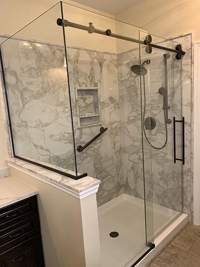 modern black shower remodel photo