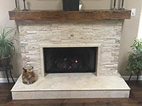 stacked stone fireplace hearth