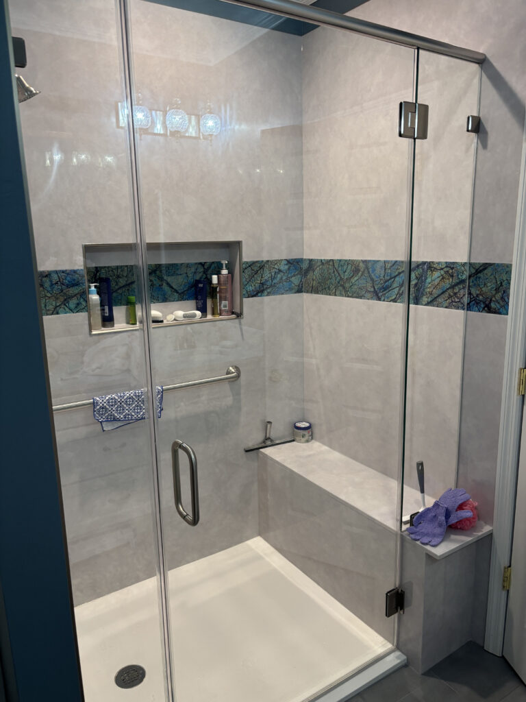 Wentzville Master Bathroom Remodel Tyverian surround with accent band